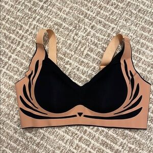 SUPER GATHER Tan/Black Padded Smoothing Bra Sz Lg